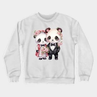 Panda Bear Couple Gets Married Crewneck Sweatshirt